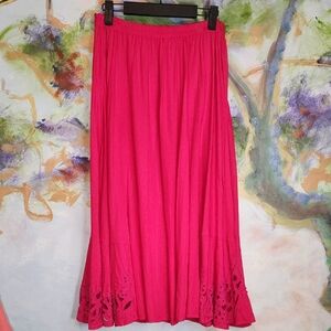 Emerald Vibrant Pink Midi Skirt